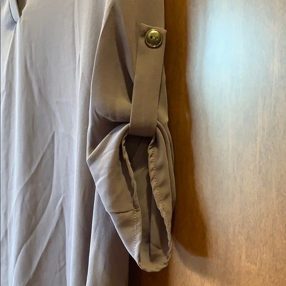 Lush Taupe V-neck Blouse - Picture 5 of 6